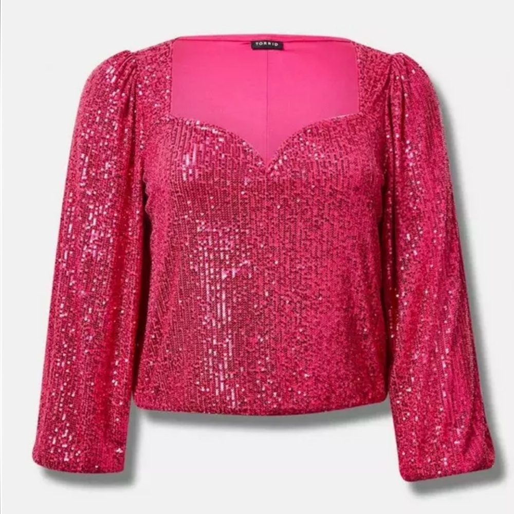 Torrid Fuchsia Sequin Blouse size 2